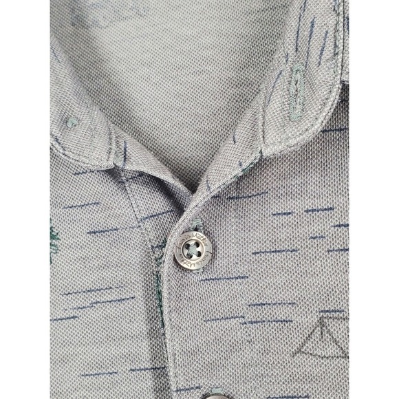 Travis Mathew Outfresh Polo Shirt Mens M Golfcart Beer Tent Pines AOP SS - Picture 6 of 9